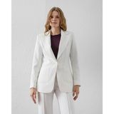 Vuntal Çift Cepli Poliviskon Blazer Ceket - 2XL - Beyaz
