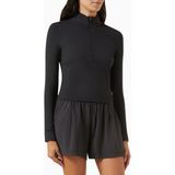 Vuori Studio Half-Zip Crop Top, Stretch Knit Spor ve Şık Üst - M - Siyah