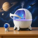 Vuralsin38 Astronot ve Uzay Gemisi Temalı Humidifier Buhar Makinesi Nemlendirici Aroma Terapi Difüzörü 220 ml Kapasiteli 11X11 cm Ev Ofis Spa Oda Nemlendirici Uyku Kalitesini Artırır (MJ046) - 1BW-Beyaz