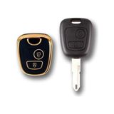 Vuralsin38 Autohan Keys 206 106 Partner C1 C3 Berlingo Için Siyah Altın Anahtar Kumanda Kılıfı, 2 Düğmeli - 0-Koyu Mavi - Option-1