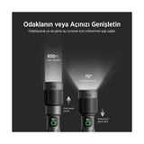Vuralsin38 Bix Flashlight BX5101FL 60W Led, Max. 2300 Lümen Parlaklık ve 850 Metreye Kadar Uzun Menzilli, Şarj Edilebilir, LED Güç Göstergeli ve Çok Modlu Kamp Acil Durum Için Kompakt El Feneri - 0,5