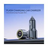Vuralsin38 HP-783 Araç Içi Şarj Cihazı 120W 3.1A Pd 30 Watt Hızlı Şarj Aleti Metal Çakmak Şarj Qualcomm Charge 3.0 2-Port Işıklı - 1 Adet
