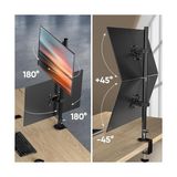 Vuralsin38 Masa Üstü Çift Monitör Standı, 15" - 33" Uyumlu, Vesa Uyumlu Monitör Tutucu, 8kg Kapasite, Ayarlanabilir Yükseklik ve Eğim, Kablo Yönetimi, Masa Kenarına Veya Delikten Montaj Seçeneği | Z002 - 1BW-Beyaz