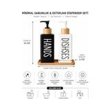 Vuralsin38 Minimalist Bambu Tepsili Siyah Beyaz Sabunluk ve Deterjan Dispenser Seti, Mutfak, Banyo ve Lavabo Için Şık, Dayanıklı, Kaymaz Tabanlı, Geniş Ağızlı, Kolay Dolumlu Sıvı Sabunluk & Bulaşık Deterjan Şiş - 0,25 gr