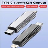 Vuralsin38 Otg Lightning + Usb-C Girişli Sd/tf (Microsd) Kart Okuyucu, USB Bellek Klavye Mouse Destekli Tak Çalıştır Telefon Tablet Veri Aktarım Adaptörü, Metal Gövde | RXY-118 - Option-1