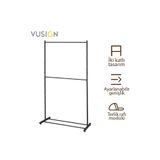 Vusign 2 Katlı Karbon Çelik Elbise Askısı Metal Kıyafet Askılığı 100X180 cm Ahşap Rengi