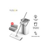 Vusign Düz Mop Paspas Seti Kovası ve Mikrofiber Moplu Temizlik Seti 123 cm