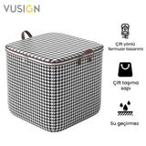 VUSIGN Fermuarlı Kapitone Çanta 140L – (56×45×56 cm) Kaz Ayağı Desenli Çok Amaçlı Saklama Çantası