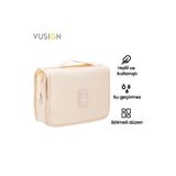 Vusign Kozmetik Saklama Çantası Seyahat Makyaj Organizer Çanta 24x9x20 cm Ahşap Rengi
