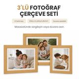 VUSIGN VS65 MDF Ahşap Rengi Masaüstü ve Duvar Askılı Çerçeve Fotoğraf Çerçevesi 3'lü Set
