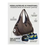 Vuslat Bags Kadın Spor ve Seyahat Çantası Su Geçirmez Naylon Ayakkabı Bölmeli Geniş Hacimli Fitness Omuz Çantas