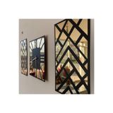 Vuslat Hediyelik Altın Renk Aynalı Pleksi Modern Tasarım Duvar Saati Tablo 3 lü Set Sessiz Mekanizma (Saat 40x40 cm Tablo 25x50 cm)