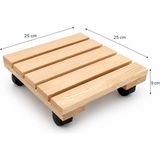 Vuud Ahşap Tekerlekli Damacana Altlığı ve Saksı Altlığı 25X25 Cm, Masif Ahşap, Damacana Stantı