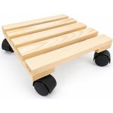 Vuud Ahşap Tekerlekli Damacana Altlığı ve Saksı Altlığı 30X30 Cm, Masif Ahşap, Damacana Stantı