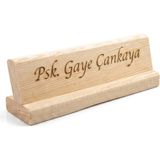 Vuud Kişiye Özel Masif Ahşap Masa Isimliği - Lazer Kazıma - 20 x 5 cm - Masaüstü Isimlik Aksesuar - Oval Kenar