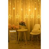 Vuwiny 150 Led Işıklı 8 Modlu Gün Işığı Dekoratif Saçaklı Yıldızlı Perde Led