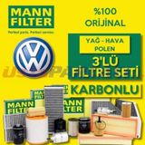 VW Bora 1.9 TDI Mann-Filter KARBONLU Filtre Bakım Seti 1998-2005