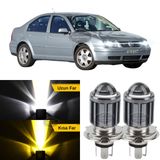 Vw Bora 1998-2006 Uyumlu Mercekli Far Ampulu Led Xenon Cift Renk Sari-Beyaz Far Simsek Etkili Csp Led Lamba Uzun Kisa 2 Adet Takim