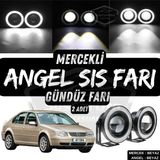 Vw Bora 1998-2006 Uyumlu Üniversal Mercekli Angel Sis Farı Metal Su Geçirmez 76 Mm Beyaz Halkalı Gündüz Farı Angel Eyes 2 Adet