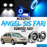 Vw Bora 1998-2006 Uyumlu Üniversal Mercekli Angel Sis Farı Metal Su Geçirmez 76 Mm Buz Mavi Halkalı Gündüz Farı Angel Eyes 2 Adet