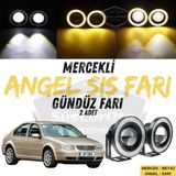Vw Bora 1998-2006 Uyumlu Üniversal Mercekli Angel Sis Farı Metal Su Geçirmez 76 Mm Sarı Halkalı Gündüz Farı Angel Eyes 2 Adet