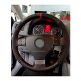 VW Golf 5 Dikmeli Direksiyon Kılıfı Alkantra Karbon Kırmızı