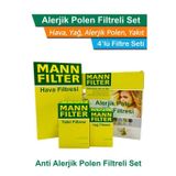 VW Jetta 1.4 TSI MANN Filtre Bakım Seti 2007-2010 CAX 122 Hava+Yağ+Yakıt+A.Alerjik Polen