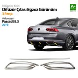 Vw Passat B8.5 Krom Egzoz Gorunumu Difuzor Citasi 3 Parca 2019 Ve Uzeri