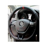 Vw Passat B8-B8,5 Uyumlu Alkantara Dikmeli Direksiyon Kilifi Alcantara Karbon Kirmizi Yuzuklu
