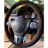 Vw Polo 2017 Uyumlu Alcantara Nubuk Dikmeli Direksiyon Kılıfı Kırmızı Ipli