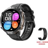 vwar Harvox X2 Pro Tank Outdoor Akıllı Saat 1.73 inç AMOLED Ekran Bluetooth Bağlantılı Sağlık Takibi Özellikleri - Siyah