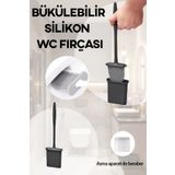 Vwear Antrasit Renk Silikon Tuvalet Fırçası Set Bükülebilir Pratik Silikon Fırça Wc Klozet Fırçası
