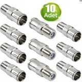 Vwin 10 Adet Hızlı F Konnektör Adaptör Rg6 Anten Kablosu Jak (Hızlı-Tak-Çıkar) F Quick - Gümüş
