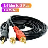Vwin 2 Rca Aux 3.5 Mm Stereo Lale To 2rca Aux Ses Kablosu (1.5 Metre) - Kaliteyi alın - Siyah