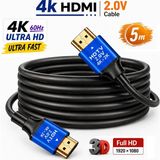 Vwin 4K HDMI Kablo 4K@60Hz 3D Ultra Hd 18 Gpbs Hızlı ve Net Ses - Görüntü Aktarır - 5 mt - - Mavi