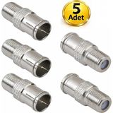 Vwin 5 Adet Hızlı F Konnektör Adaptör Rg6 Anten Kablosu Jak (Hızlı-Tak-Çıkar) F Quick - Gümüş