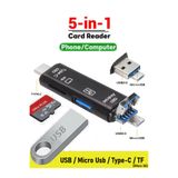 Vwin 5 In 1 Kart Okuyucu Type C / USB 2.0 / Mikro USB / Micro Sd (Tf) Otg Dönüştürücü