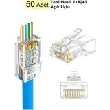 Vwin 50 Adet Yeni Nesil Delikli Açık Uçlu Cat6 Ez RJ45 Konnektör Utp Jack 8p/8c Soket