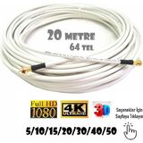 Vwin 64 Tel Gold Uçlu Anten Kablosu Rg6 U4 Hazır Uydu 3D 4K Full Hd 1080 - 20 Metre