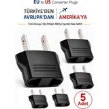 Vwin Abd’ye Seyahat Adaptörü Türk/avrupa Prizini Amerikan Tipine Çevirici Priz Euro Eu To Us Plug - 5 adet