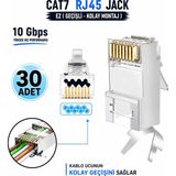 Vwin Cat7 Jack (30 Adet) Ez RJ45 Metal Konnektör Ftp/sftp 8 Pin Kemerli Kolay Geçişli +Cat6 - CAT 7