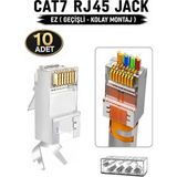 Vwin Cat7 Jack Metal Konnektör (10 Adet) Ftp/sftp 8 Pin Kemerli Ez RJ45 Kolay Geçişli Cat6