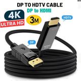 Vwin Dp To HDMI Çevirici Kablo 4K*30Hz Display Port Displayport To HDMI Dönüştürücü 3 mt - 0 - Siyah