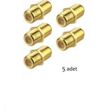 Vwin F Ara Konnektör Uydu Anten Kablolarını Birleştirir Ek Yapar (Gold-Sarı) 5ADET