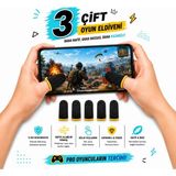 Vwin Oyun Eldiveni Fiber Oyuncu Eldiveni Başparmak Ucu Parmaklık Mobil Oyun Pubg (3 Çift) - 02-Sarı - 3 lü