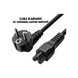 Vwin Pc Şarj Kablosu (1.5 Metre) Notebook Laptop Dizüstü Yonca Güç Kablosu 3 Pin Adaptör - 1,5 m - Siyah