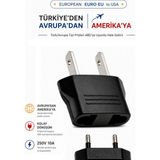 Vwin Türk/ Avrupa Tipi Prizi Amerikan Tipine Çevirici Dönüştürücü Euro Eu To Us Converter Plug - 1 Adet - Siyah