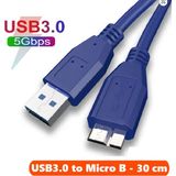Vwin USB 3.0 HDD Harddisk Taşınabilir Hard Disk Kablosu / Mavi 30 cm / Micro Usb-B / Hızlı Veri Aktarımı