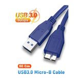 Vwin USB 3.0 HDD Harddisk Taşınabilir Hard Disk Kablosu / Mavi 50 Cm / Micro Usb-B / Hızlı Veri Aktarımı
