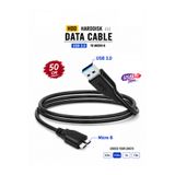 Vwin USB 3.0 Taşınabilir Harddisk HDD Hard Disk Veri Data Kablosu, 50 Cm SİYAH, Micro Usb-B, 5 Gbps